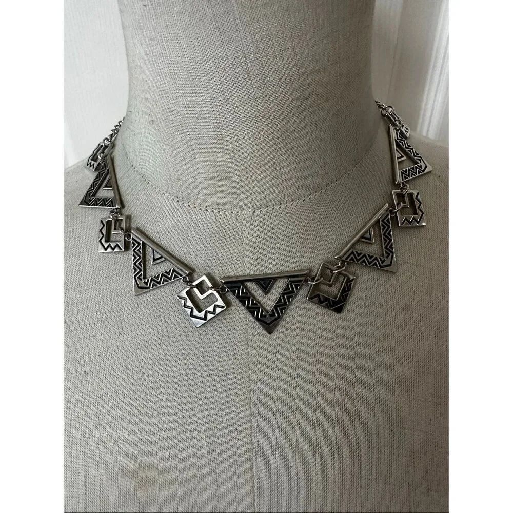 Vintage Silver-ToneโGeometric Triangle Necklace